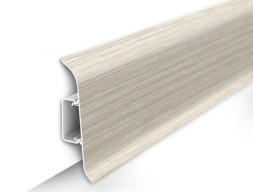 Плинтус Идеал Классик Ясень Белый 70 мм с центральной планкой длина 2,2м 20 шт